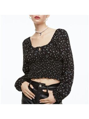 H&M Smocked Floral Blouse XXL
